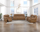 Huron Brown Power Double Reclining Loveseat with Center Console, Wireless Speakers, LED and Charging Ports from Homelegance - Luna Furniture