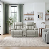 Huron Gray Power Double Reclining Loveseat with Center Console from Homelegance - Luna Furniture