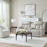 Huron Gray Power Double Reclining Loveseat with Center Console from Homelegance - Luna Furniture