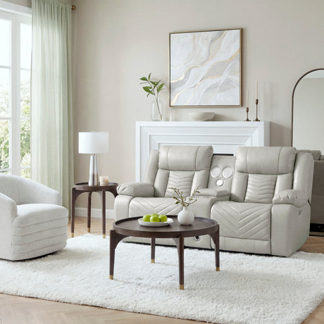 Huron Gray Power Double Reclining Loveseat with Center Console from Homelegance - Luna Furniture