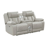 Huron Gray Power Double Reclining Sofa from Homelegance - Luna Furniture
