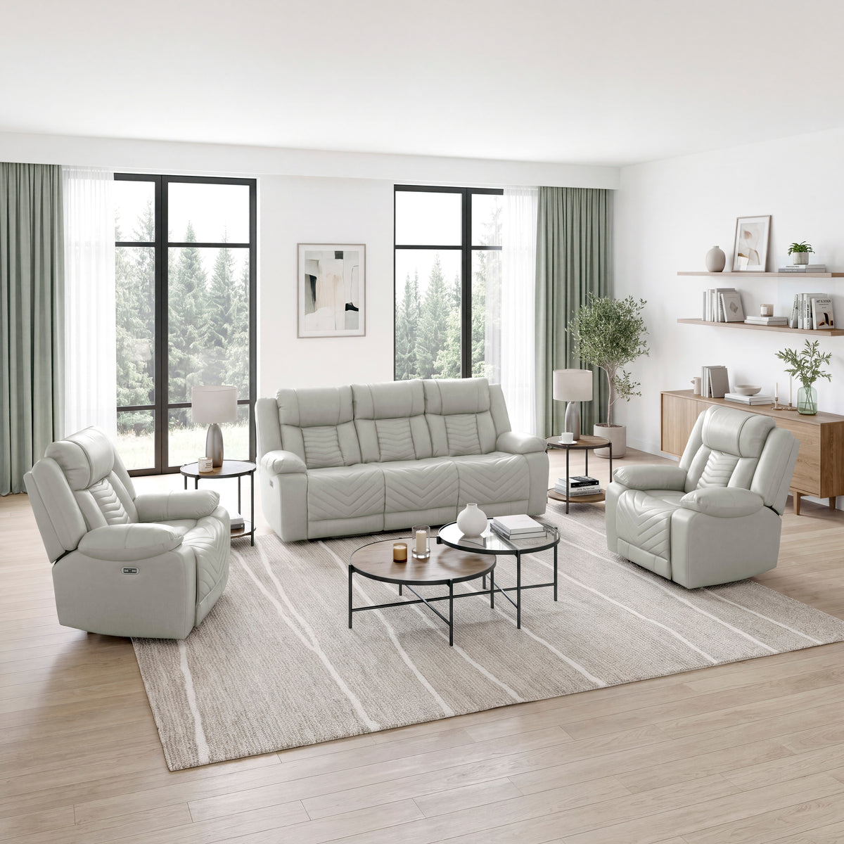 Huron Gray Power Double Reclining Sofa from Homelegance - Luna Furniture