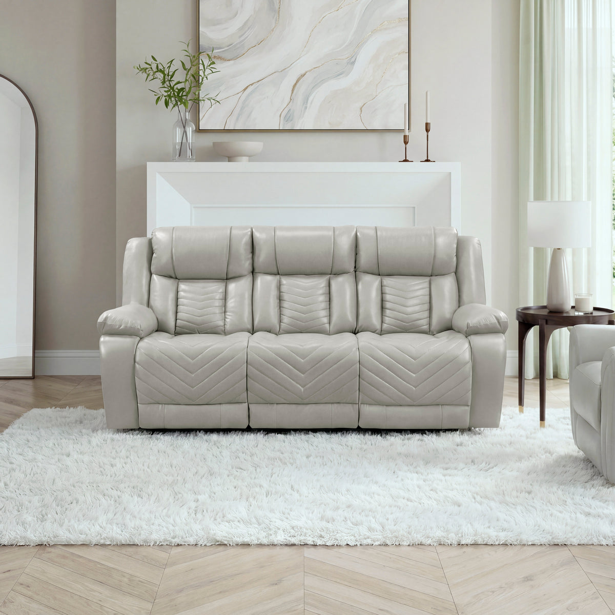 Huron Gray Power Double Reclining Sofa from Homelegance - Luna Furniture
