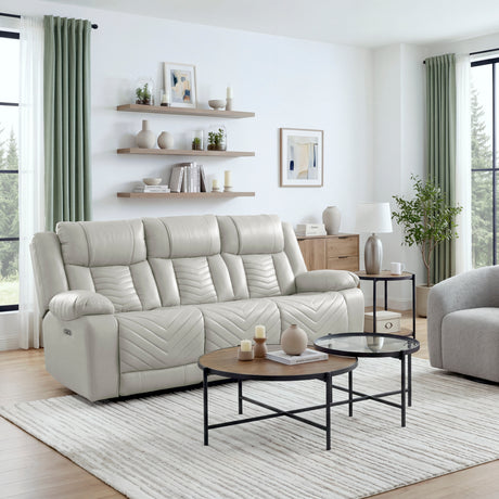 Huron Gray Power Double Reclining Sofa from Homelegance - Luna Furniture