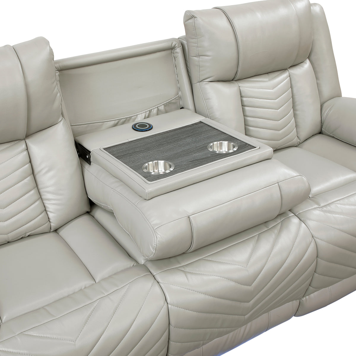 Huron Brown Power Double Reclining Sofa with Center Drop-Down Cup Holders, Wireless Charger, LED and Charging Ports from Homelegance - Luna Furniture