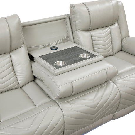 Huron Brown Power Double Reclining Sofa with Center Drop-Down Cup Holders, Wireless Charger, LED and Charging Ports from Homelegance - Luna Furniture