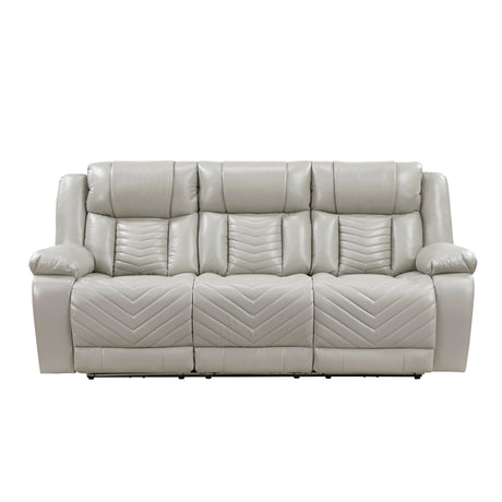 Huron Brown Power Double Reclining Sofa with Center Drop-Down Cup Holders, Wireless Charger, LED and Charging Ports from Homelegance - Luna Furniture