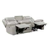 Huron Brown Power Double Reclining Sofa with Center Drop-Down Cup Holders, Wireless Charger, LED and Charging Ports from Homelegance - Luna Furniture