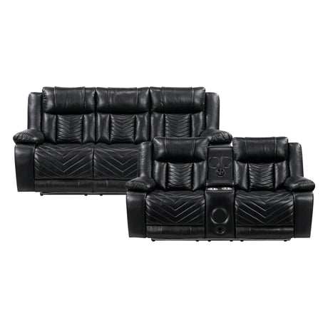 8457BLK*2PW 2pc Set: Sofa, Love (Power) from Homelegance - Luna Furniture