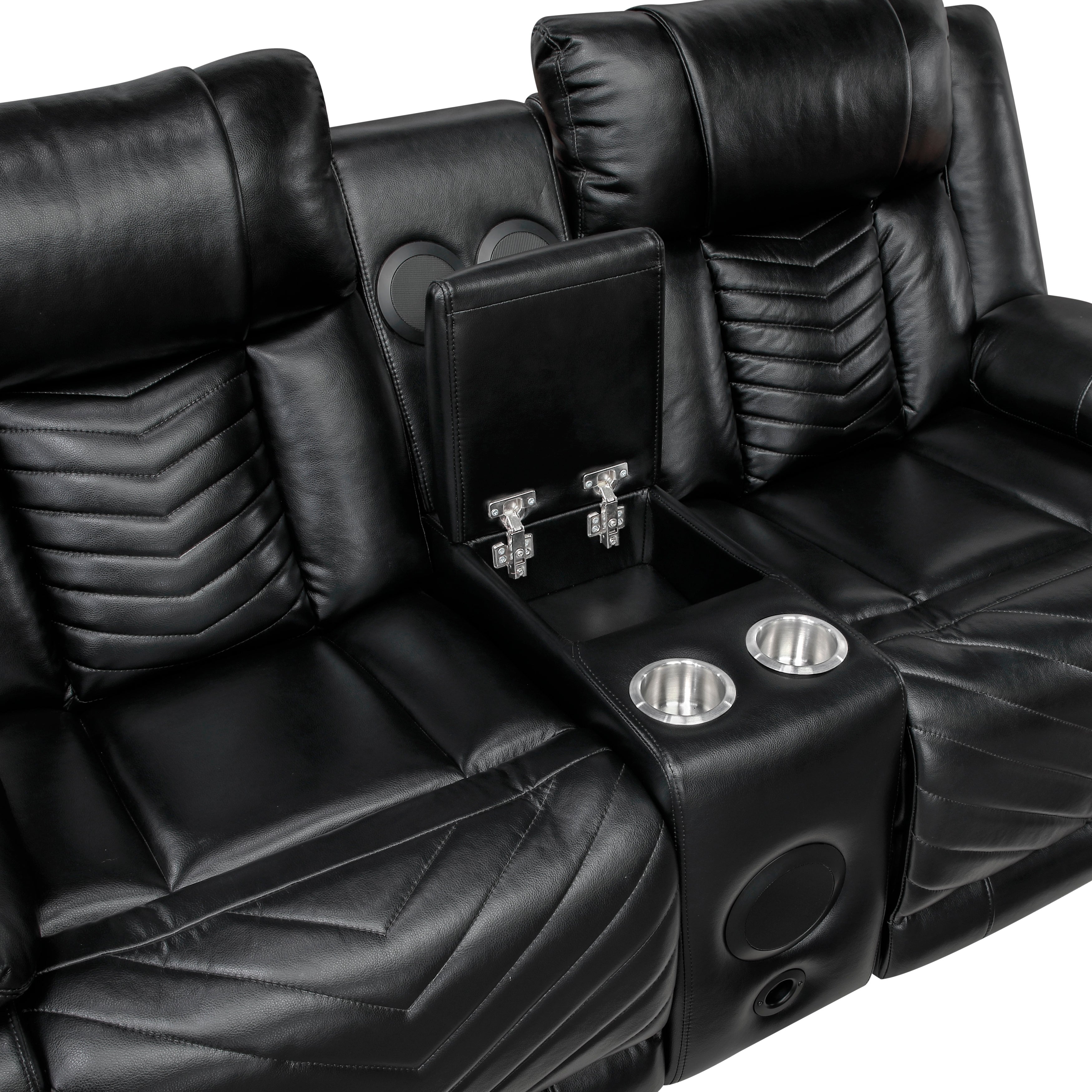 Homelegance Huron Black 2-Piece Dual Power Double Reclining Sofa
