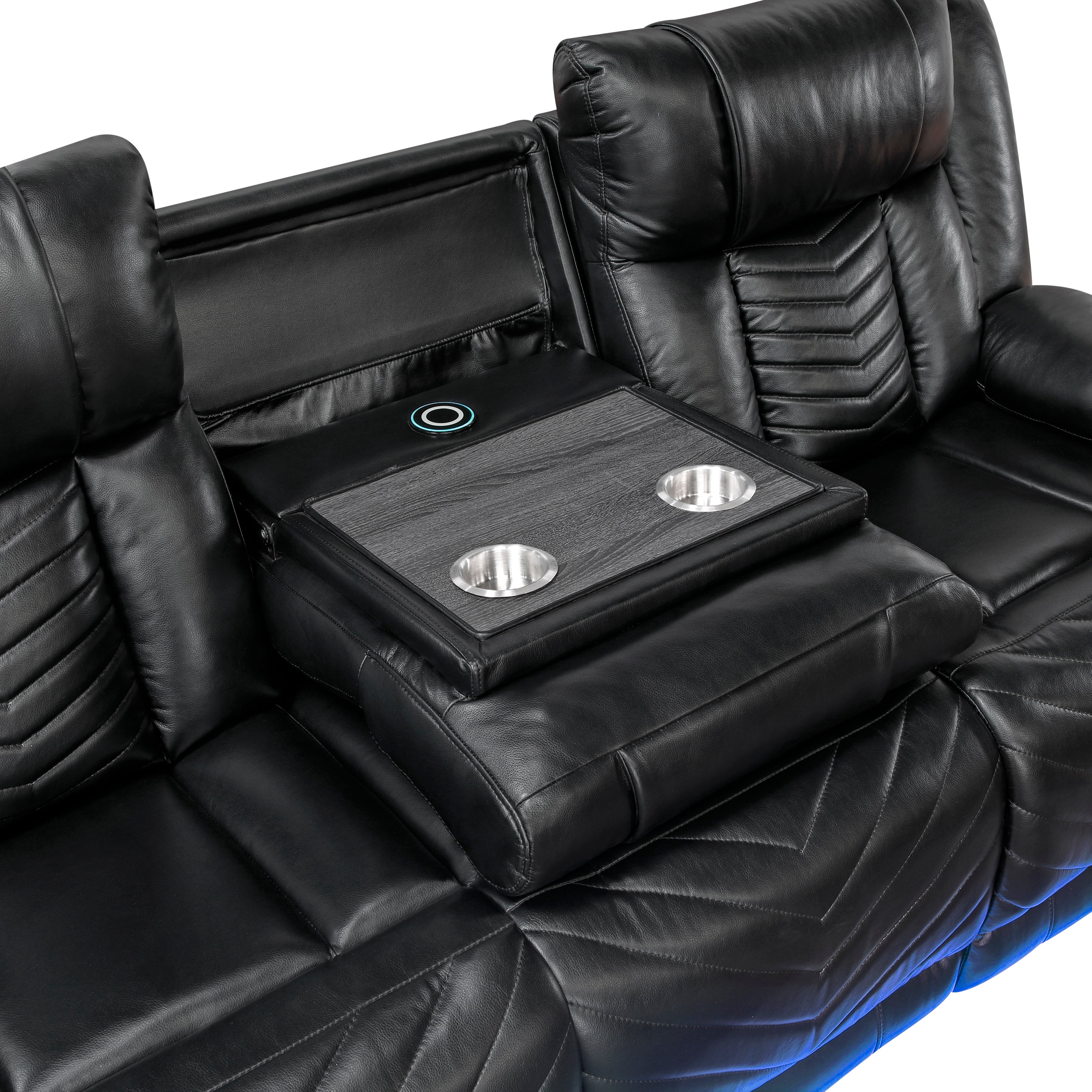 Homelegance Huron Black 2-Piece Dual Power Double Reclining Sofa