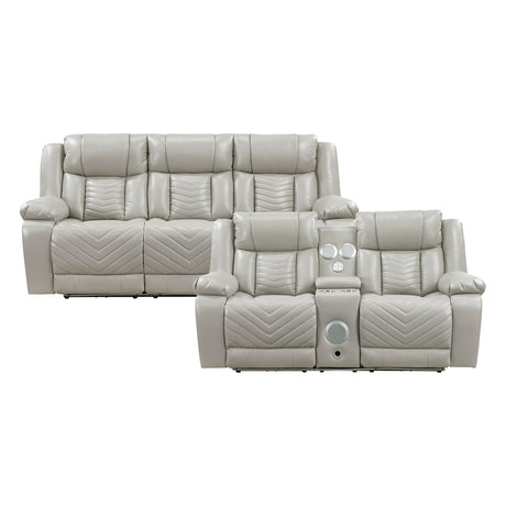 Huron Gray 2-Piece Power Double Reclining Living Room Set from Homelegance - Luna Furniture