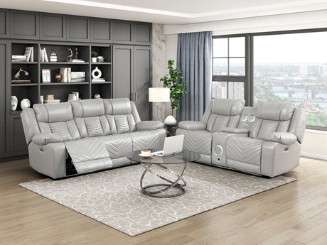 Huron Gray Power Double Reclining Loveseat with Center Console from Homelegance - Luna Furniture