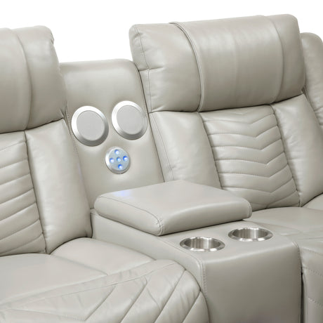 Huron Gray Power Double Reclining Loveseat with Center Console from Homelegance - Luna Furniture