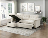 Elara Beige 2-Piece Reversible RAF Sectional with Hidden Storage and Pull-out Bed from Homelegance - Luna Furniture