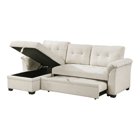 Elara Beige 2-Piece Reversible LAF Sectional with Hidden Storage and Pull-out Bed from Homelegance - Luna Furniture