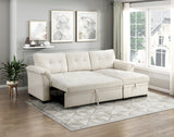 Elara Beige 2-Piece Reversible RAF Sectional with Hidden Storage and Pull-out Bed from Homelegance - Luna Furniture