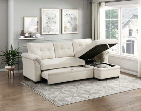 Elara Beige 2-Piece Reversible RAF Sectional with Hidden Storage and Pull-out Bed from Homelegance - Luna Furniture