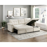 Elara Beige 2-Piece Reversible LAF Sectional with Hidden Storage and Pull-out Bed from Homelegance - Luna Furniture