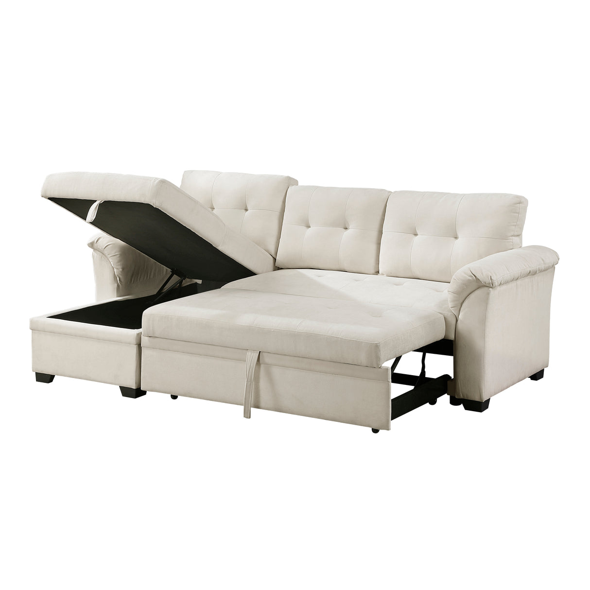 Elara Beige 2-Piece Reversible RAF Sectional with Hidden Storage and Pull-out Bed from Homelegance - Luna Furniture
