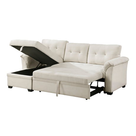 Elara Beige 2-Piece Reversible RAF Sectional with Hidden Storage and Pull-out Bed from Homelegance - Luna Furniture