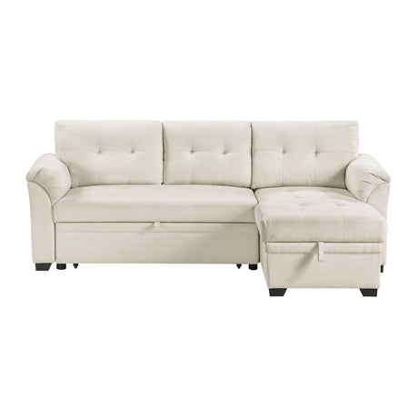 Elara Beige 2-Piece Reversible RAF Sectional with Hidden Storage and Pull-out Bed from Homelegance - Luna Furniture