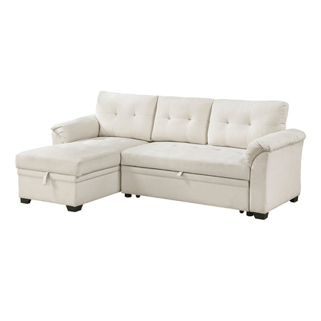 Elara Beige 2-Piece Reversible RAF Sectional with Hidden Storage and Pull-out Bed from Homelegance - Luna Furniture