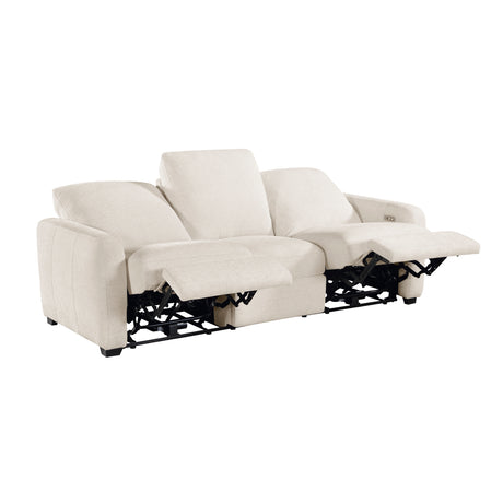 Eveclone Beige Power Double Reclining Sofa with USB Charging Ports from Homelegance - Luna Furniture