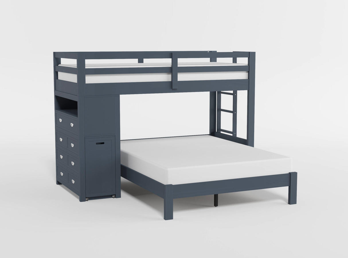 Sloane White Twin/Full Loft Bunk Bed with Chest and Hidden Desk from Homelegance - Luna Furniture