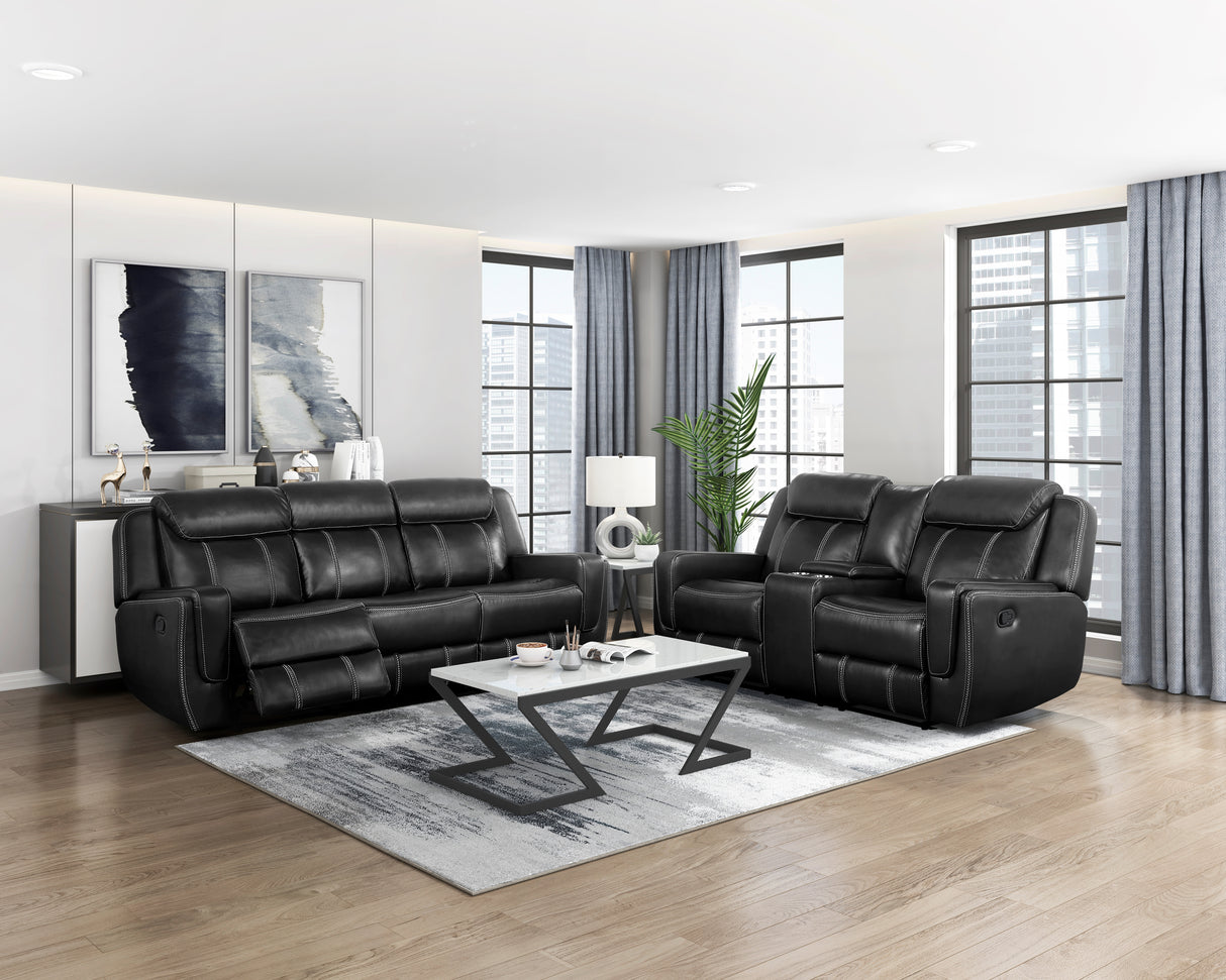 Littleton Black Double Reclining Sofa from Homelegance - Luna Furniture