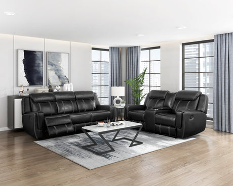 Littleton Black Double Reclining Loveseat with Center Console from Homelegance - Luna Furniture
