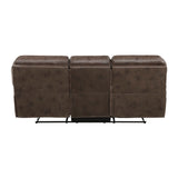 Proctor Brown Microfiber Power Double Reclining Loveseat with Center Console from Homelegance - Luna Furniture
