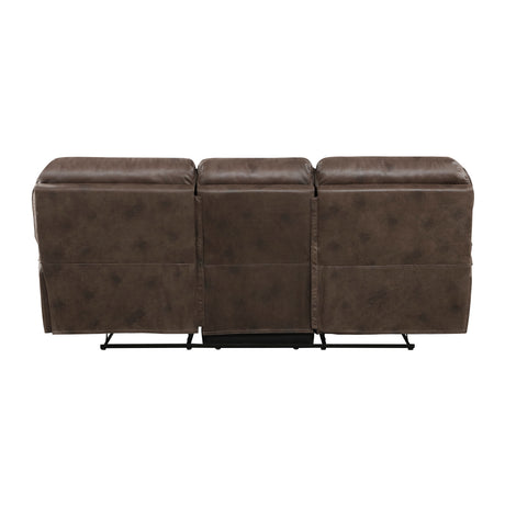 Proctor Brown Microfiber Power Double Reclining Loveseat with Center Console from Homelegance - Luna Furniture