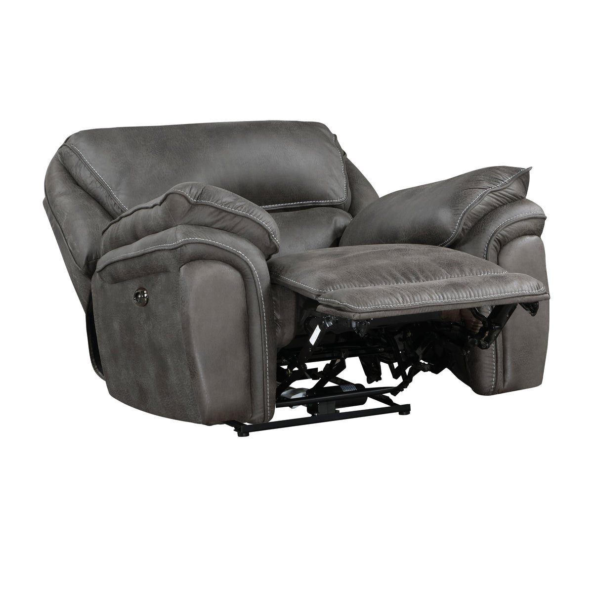 Proctor Gray Microfiber Double Reclining Loveseat with Center Console