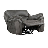 Proctor Gray Microfiber Double Reclining Loveseat with Center Console