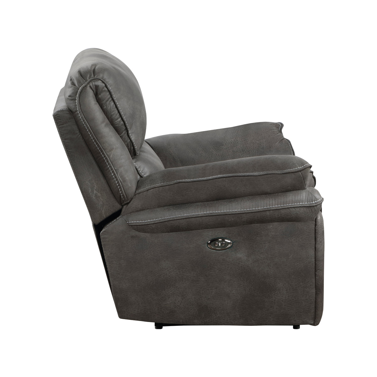 Proctor Gray Microfiber Double Reclining Loveseat with Center Console