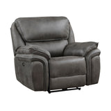 Proctor Gray Microfiber Double Reclining Loveseat with Center Console