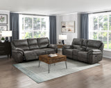 Proctor Brown Microfiber Double Reclining Sofa