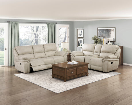 Proctor Pawter Double Reclining Loveseat with Center Console from Homelegance - Luna Furniture