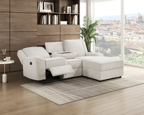 Monterey Beige Chenille Reclining Sectional with Right Chaise from Homelegance - Luna Furniture
