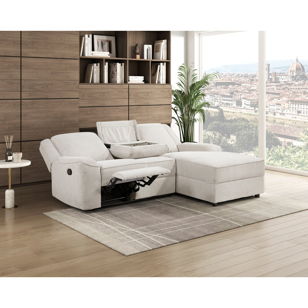 Monterey Beige Chenille Reclining Sectional with Right Chaise from Homelegance - Luna Furniture