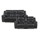 Hazen Black Double Reclining Loveseat with Center Console from Homelegance - Luna Furniture