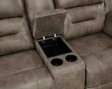Hazen Brown Microfiber Double Reclining Sofa from Homelegance - Luna Furniture
