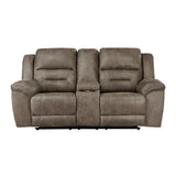 Hazen Brown Microfiber Double Reclining Sofa from Homelegance - Luna Furniture
