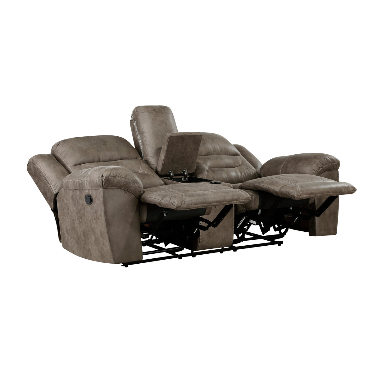 Hazen Brown Microfiber Double Reclining Sofa from Homelegance - Luna Furniture