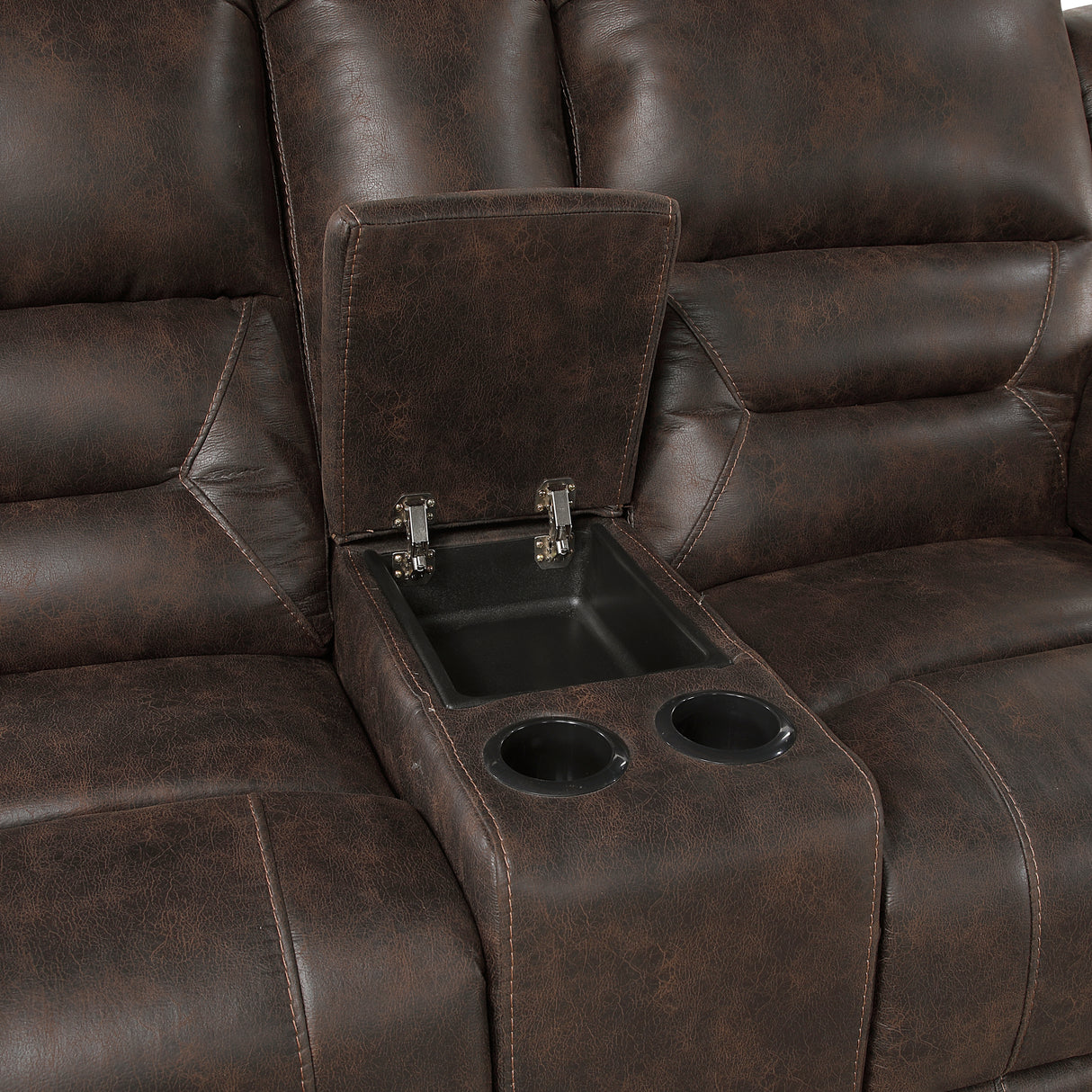 Hazen Brown Microfiber Double Reclining Sofa