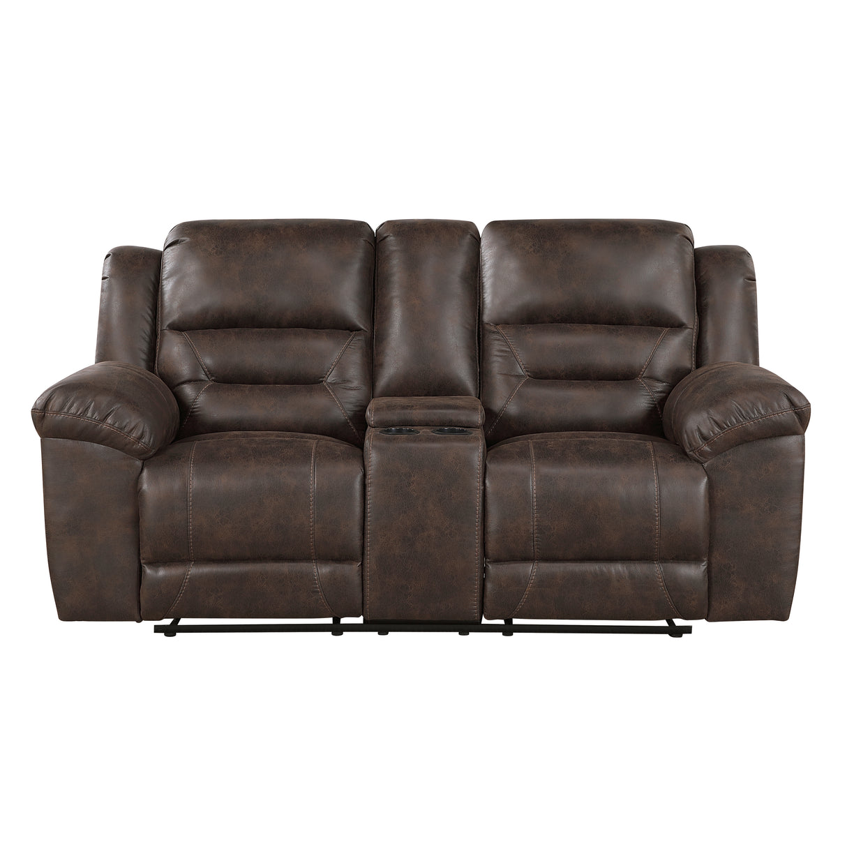 Hazen Brown Microfiber Double Reclining Sofa