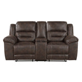Hazen Brown Microfiber Double Reclining Sofa