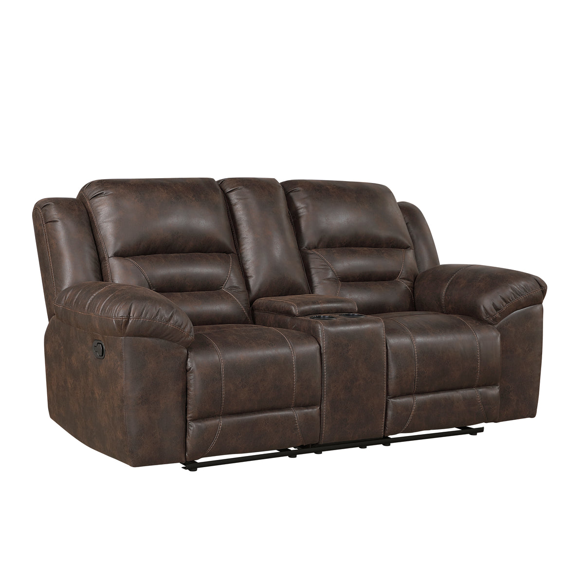 Hazen Brown Microfiber Double Reclining Sofa