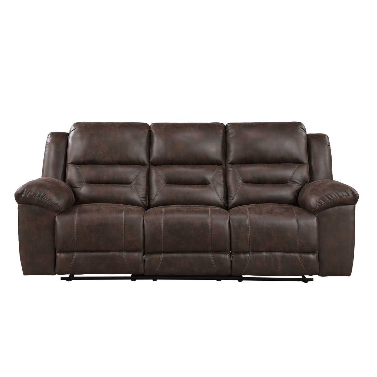 Hazen Brown Microfiber Double Reclining Sofa